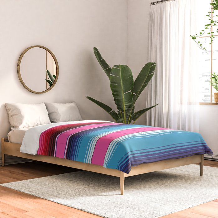 Pink Mexican Serape Blanket Stripes Comforter Gallery Image 2