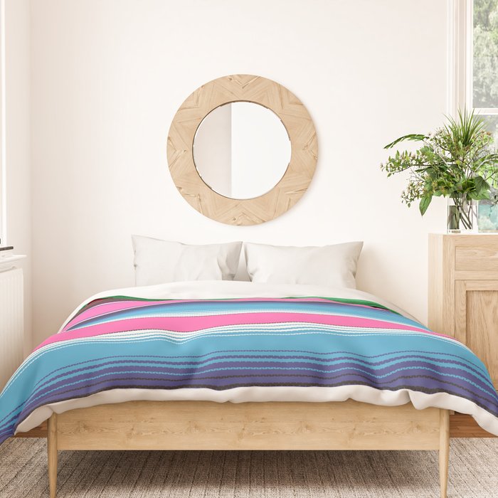 Pink Mexican Serape Blanket Stripes Duvet Cover Gallery Image 3
