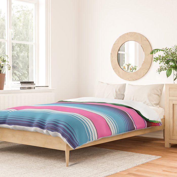 Pink Mexican Serape Blanket Stripes Duvet Cover Gallery Image 2