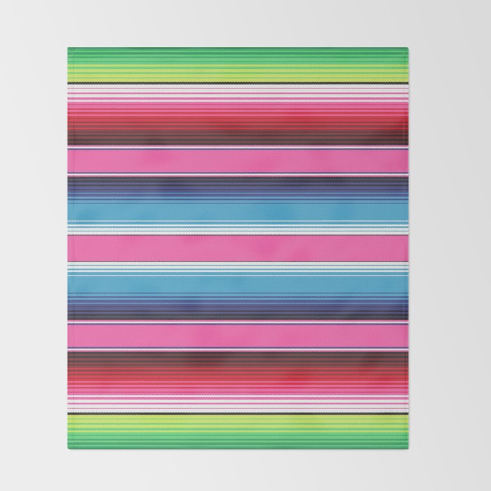 Pink Mexican Serape Blanket Stripes Throw Blanket Gallery Image 2
