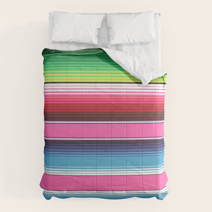 Pink Mexican Serape Blanket Stripes Comforter