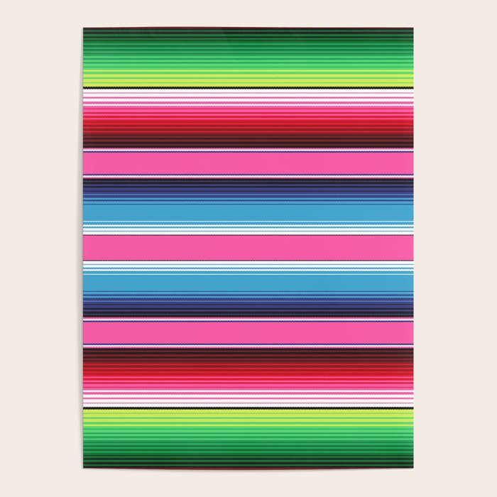 Pink Mexican Serape Blanket Stripes Poster Gallery Image 1