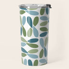 Retro Mid Century Modern Abstract Leaf Pattern Teal Blue Dill Green Travel Mug Gallery Image 2