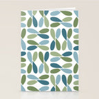 Retro Mid Century Modern Abstract Leaf Pattern Teal Blue Dill Green Stationery Card Gallery Image 2
