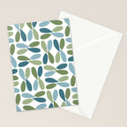 Retro Mid Century Modern Abstract Leaf Pattern Teal Blue Dill Green Stationery Card Gallery Image 2