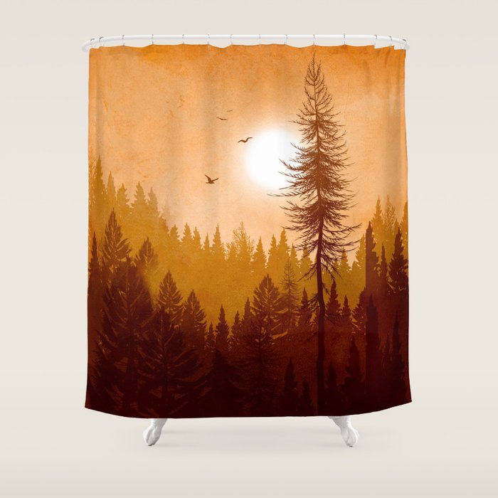 Morning Mountain Mist 1 Shower Curtain Gallery Image 1