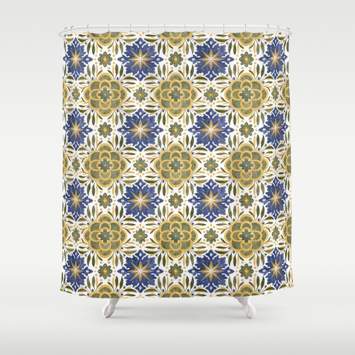 Tile floral nature Modern BY Shower Curtain Gallery Image 1