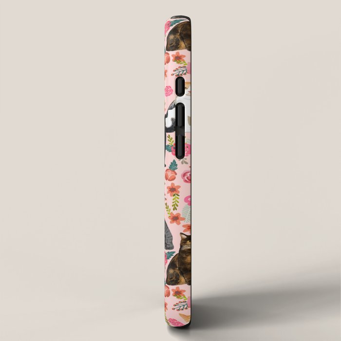 Cat Florals - vintage floral, cat breeds, cute cat florals, cat design iPhone Case Gallery Image 2