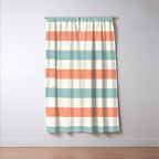 Orange, turquoise and cream stripes Window Curtain Gallery Image 3