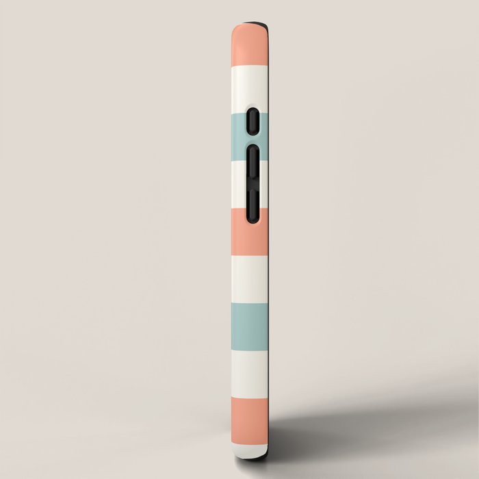 Orange, turquoise and cream stripes iPhone Case Gallery Image 2