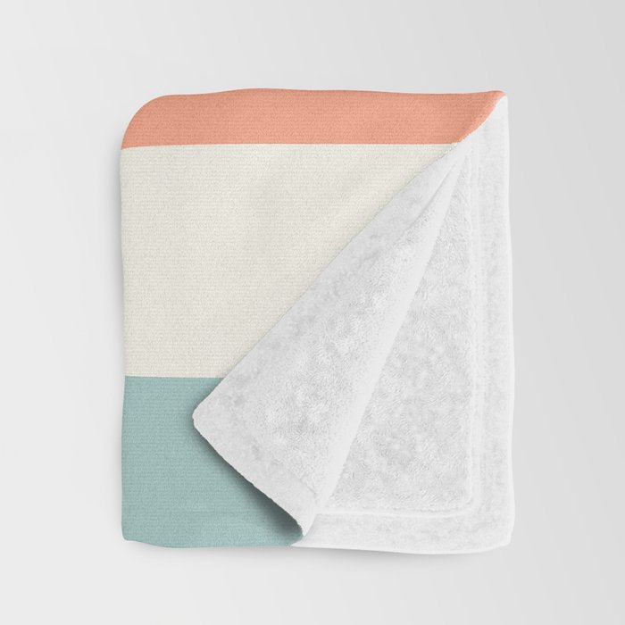 Orange, turquoise and cream stripes Throw Blanket Gallery Image 3