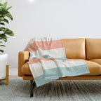Orange, turquoise and cream stripes Throw Blanket Gallery Image 1