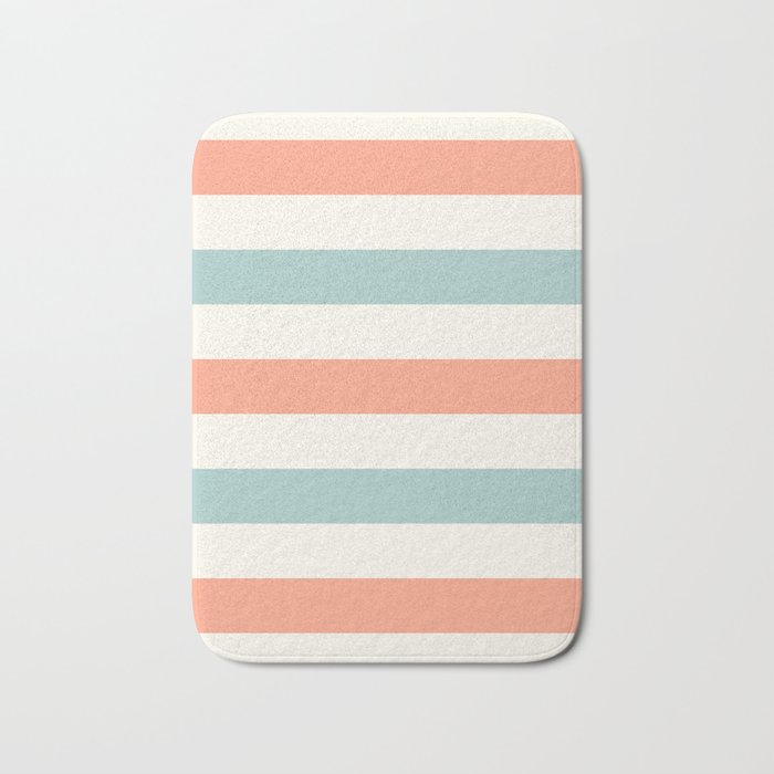 Orange, turquoise and cream stripes Bath Mat Gallery Image 1