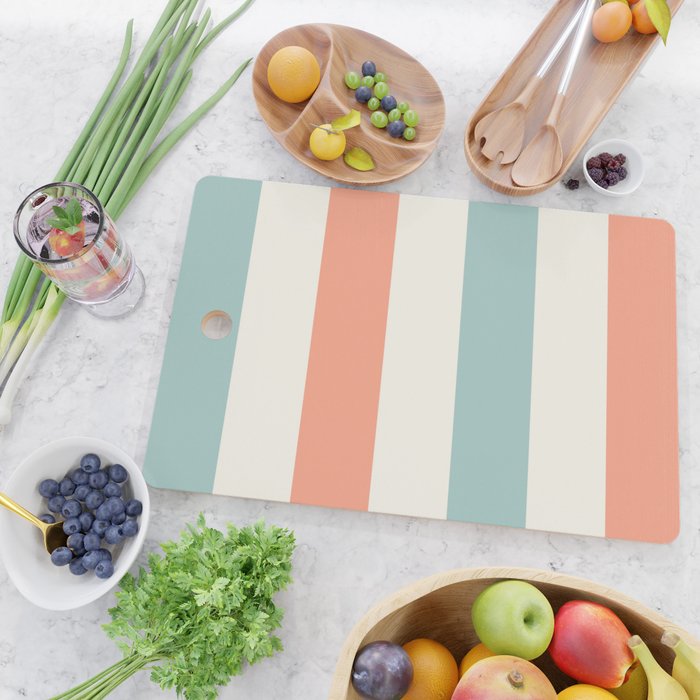 Orange, turquoise and cream stripes Cutting Board Gallery Image 2