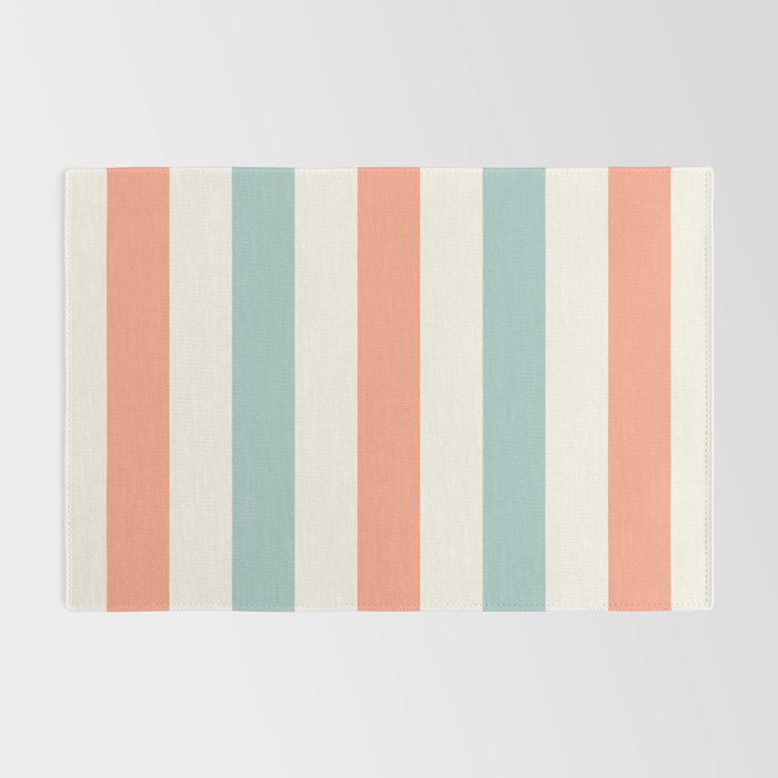 Orange, turquoise and cream stripes Rug Gallery Image 2