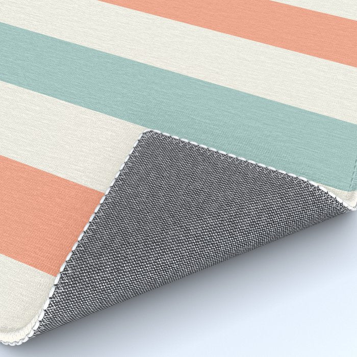 Orange, turquoise and cream stripes Rug Gallery Image 4