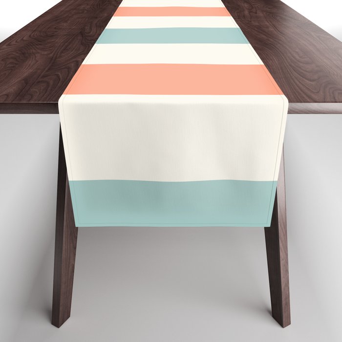 Orange, turquoise and cream stripes Table Runner Gallery Image 1