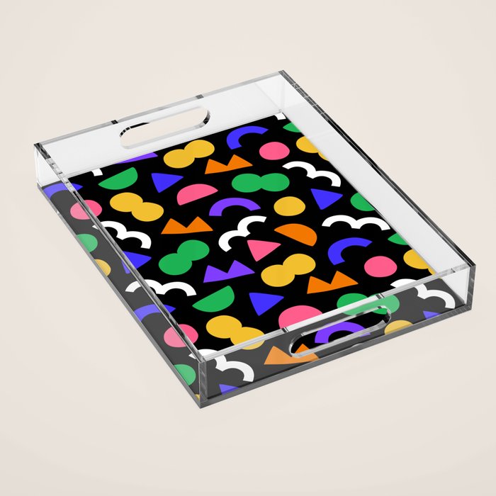 Colorful fun abstract shape art pattern Acrylic Tray Gallery Image 1