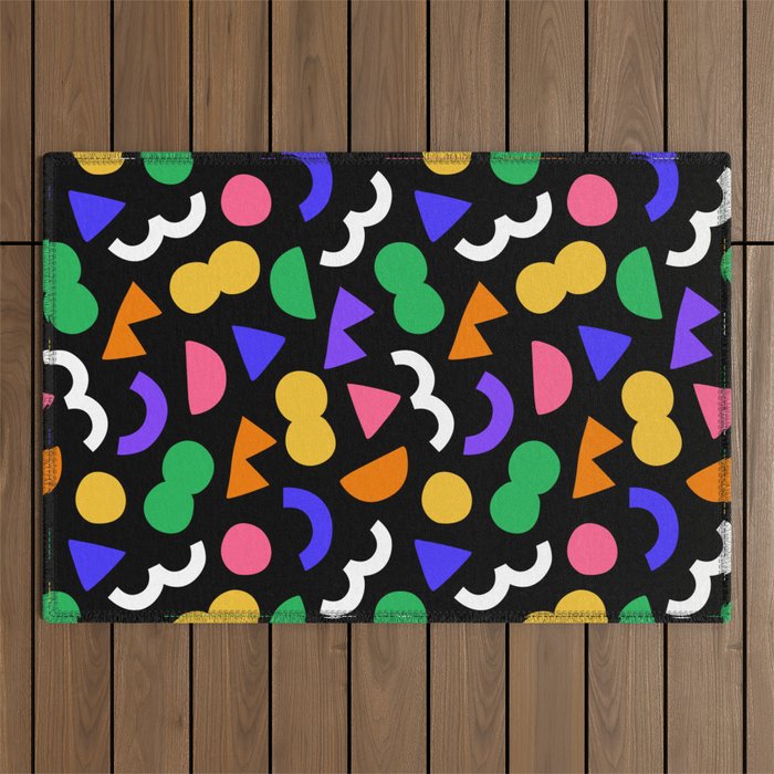 Colorful fun abstract shape art pattern Outdoor Rug Gallery Image 1