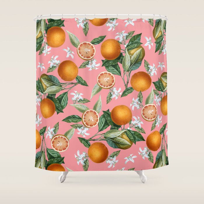 Lemon and Leaf Pattern V Shower Curtain Gallery Image 1
