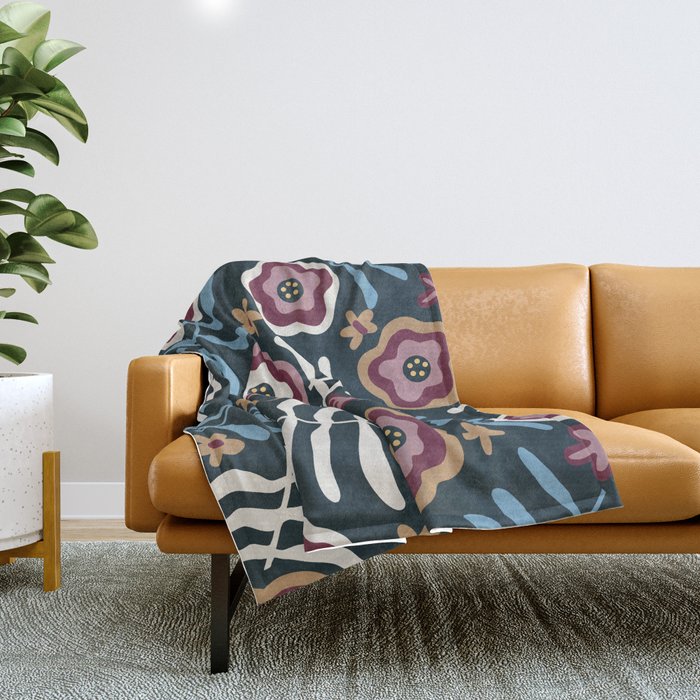 Artistic Floral Fantasy Throw Blanket Gallery Image 1