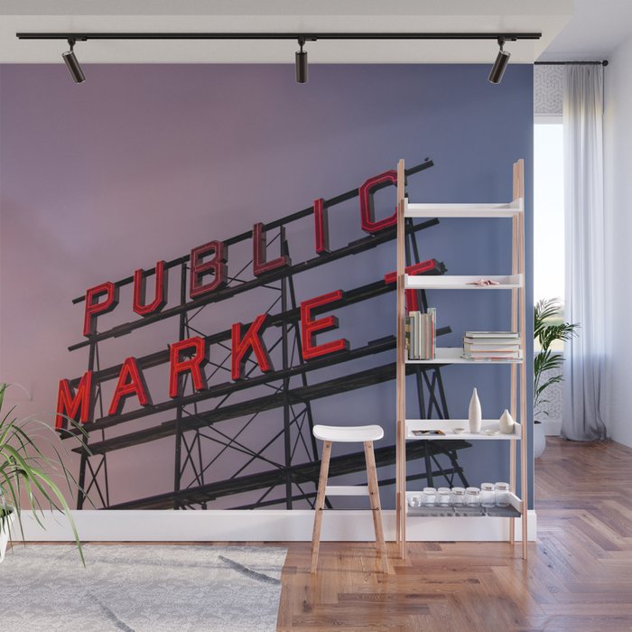 Seattle Public Market City Sunrise Wall Mural Gallery Image 1