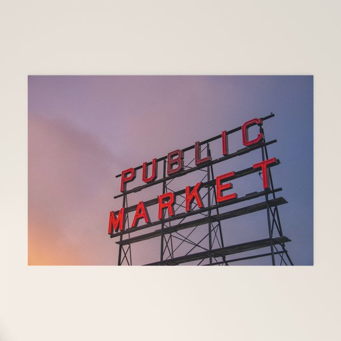 Seattle Public Market City Sunrise Welcome Mat Gallery Image 1