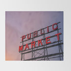 Seattle Public Market City Sunrise Throw Blanket Gallery Image 2