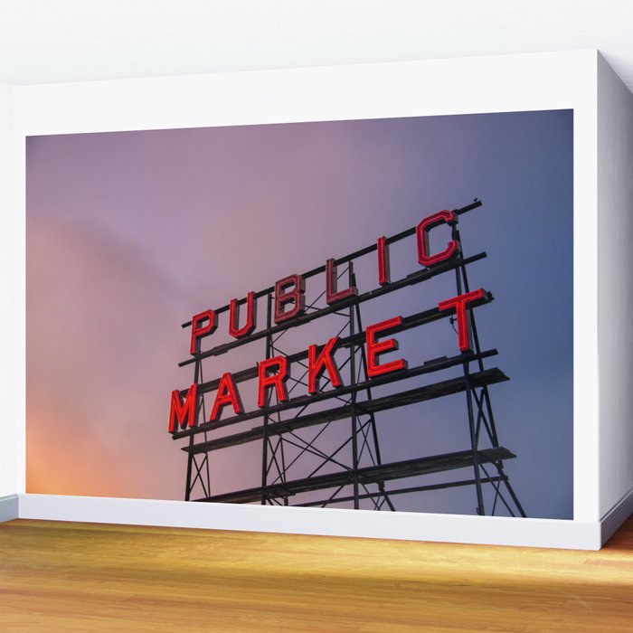 Seattle Public Market City Sunrise Wall Mural Gallery Image 2