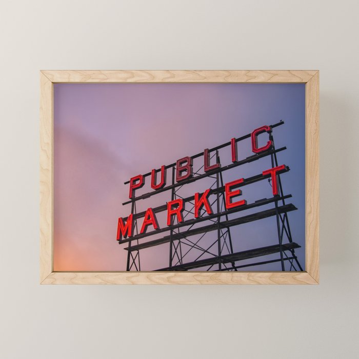 Seattle Public Market City Sunrise Mini Art Print Gallery Image 1