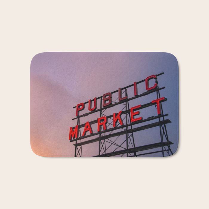 Seattle Public Market City Sunrise Bath Mat Gallery Image 1