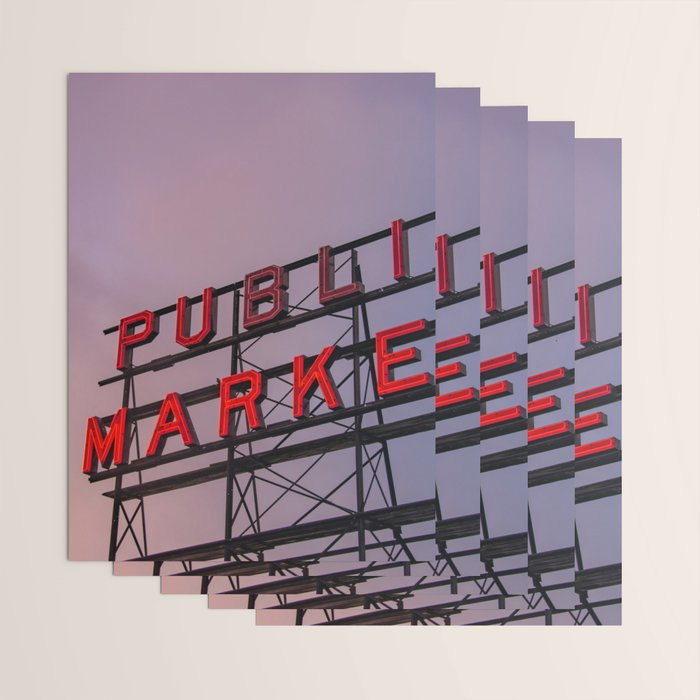 Seattle Public Market City Sunrise Wrapping Paper Gallery Image 3