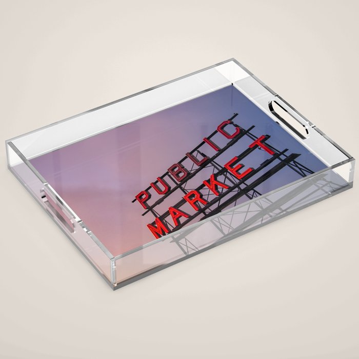 Seattle Public Market City Sunrise Acrylic Tray Gallery Image 1