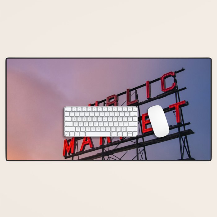 Seattle Public Market City Sunrise Desk Mat Gallery Image 1