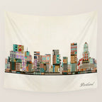 portland oregon skyline Wall Tapestry Gallery Image 4