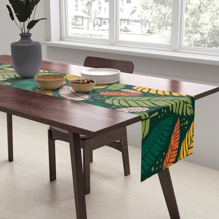 Tropical palm leaves pattern Table Runner Gallery Image 2