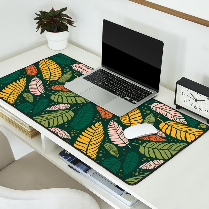 Tropical palm leaves pattern Desk Mat Gallery Image 2
