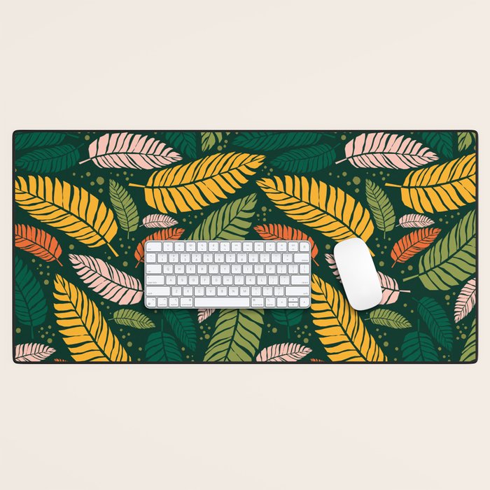 Tropical palm leaves pattern Desk Mat Gallery Image 1