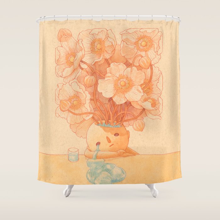 Anemone in Orange Shower Curtain Gallery Image 1