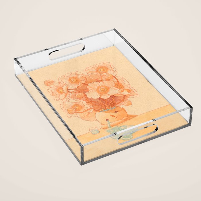 Anemone in Orange Acrylic Tray Gallery Image 1