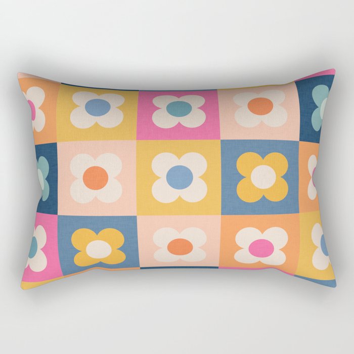 Floral checkerboard Rectangular Pillow Gallery Image 2