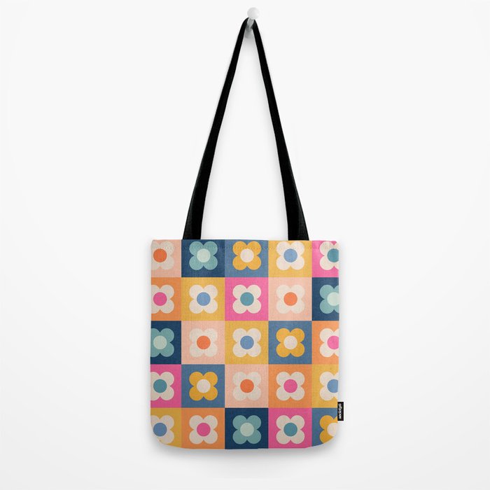 Floral checkerboard Tote Bag Gallery Image 2