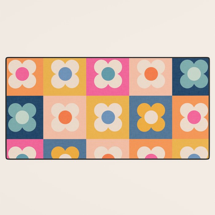 Floral checkerboard Desk Mat Gallery Image 3