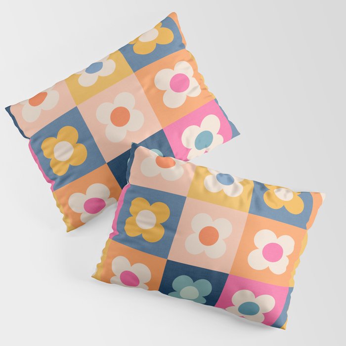 Floral checkerboard Pillow Sham Gallery Image 1