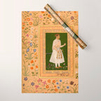 Portrait of Raja Bikramajit Mughal Watercolor Art Wrapping Paper Gallery Image 1