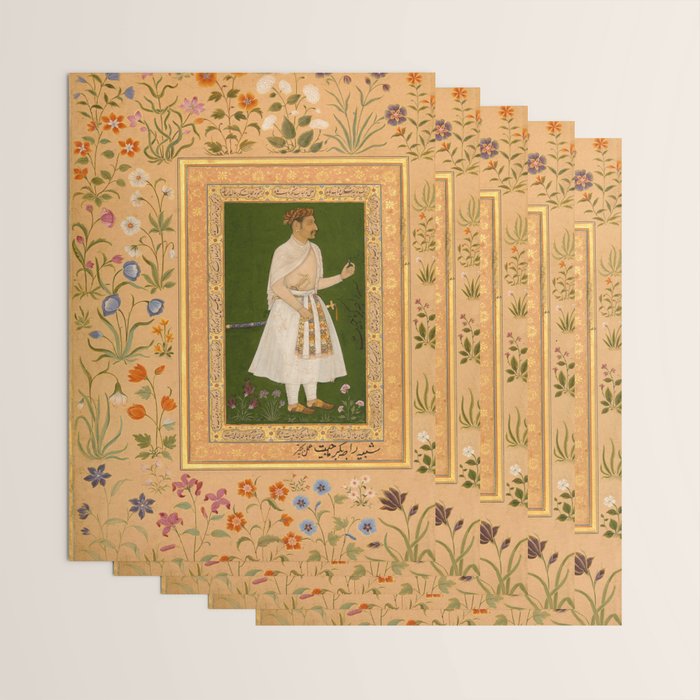 Portrait of Raja Bikramajit Mughal Watercolor Art Wrapping Paper Gallery Image 3