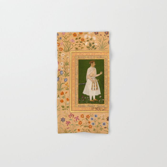 Portrait of Raja Bikramajit Mughal Watercolor Art Bath Towel Gallery Image 1