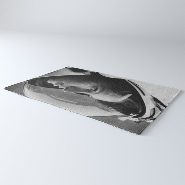 NASA Astronaut, Anna Fisher, black and white photograph Rug Gallery Image 3