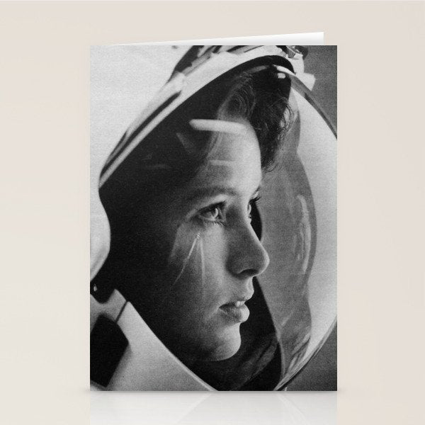 NASA Astronaut, Anna Fisher, black and white photograph Stationery Card Gallery Image 2