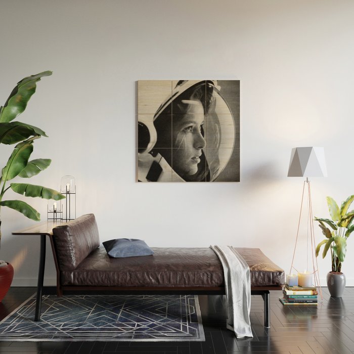 NASA Astronaut, Anna Fisher, black and white photograph Wood Wall Art Gallery Image 2